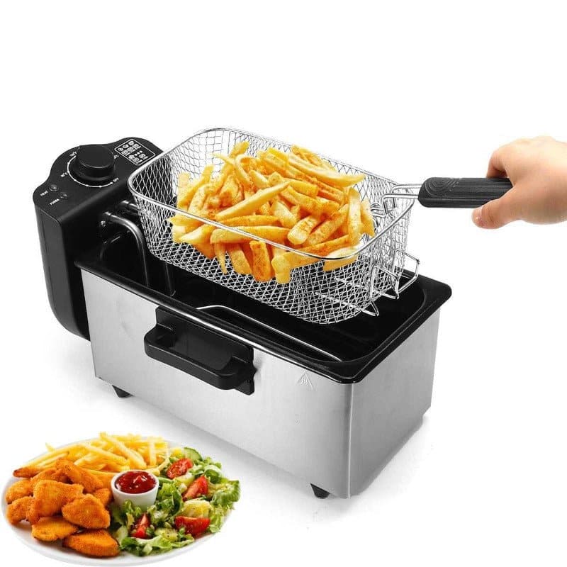 110V Temperature Controlled 3.0L Stainless Steel Fryer Large Capacity - 360 Fryers