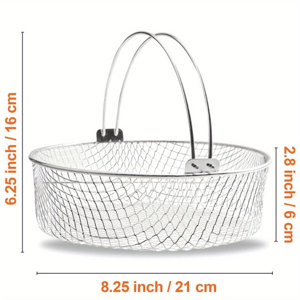 1pc, Air Fryer Mesh Basket, 304 Stainless Steel Steamer Basket For Air Fryer, Metal Air Fry Crisper Basket With Handle, Home Kitchen Air Fryer Steamer Basket Air Fryer Crisper Basket, Air Fryer Steamer Basket, Kitchen Stuff - 360 Fryers