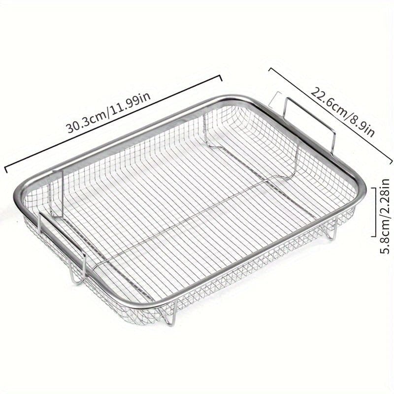 1pc, Fryer Basket For Oven, Stainless Steel Fryer Basket, Fryer Tray, Wire Rack Basket, Stainless Steel Grill Basket, Non-Stick Mesh Basket, Fryer Tray Wire Rack Roasting Basket, BBQ Accessories, Grill Accessories - 360 Fryers