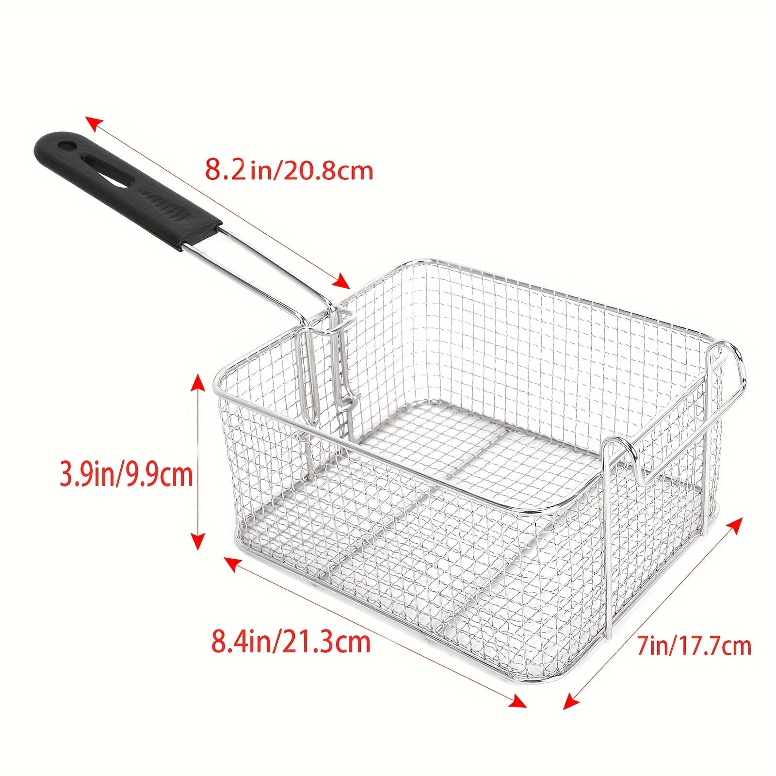 1pc, Fryer Basket, Strainer Basket, French Fries, Chicken Wings Basket, Stainless Steel Donut Basket, Square Basket, Kitchen Stuff Kitchen Accessories BBQ Accessories Halloween Christmas Party Favors - 360 Fryers