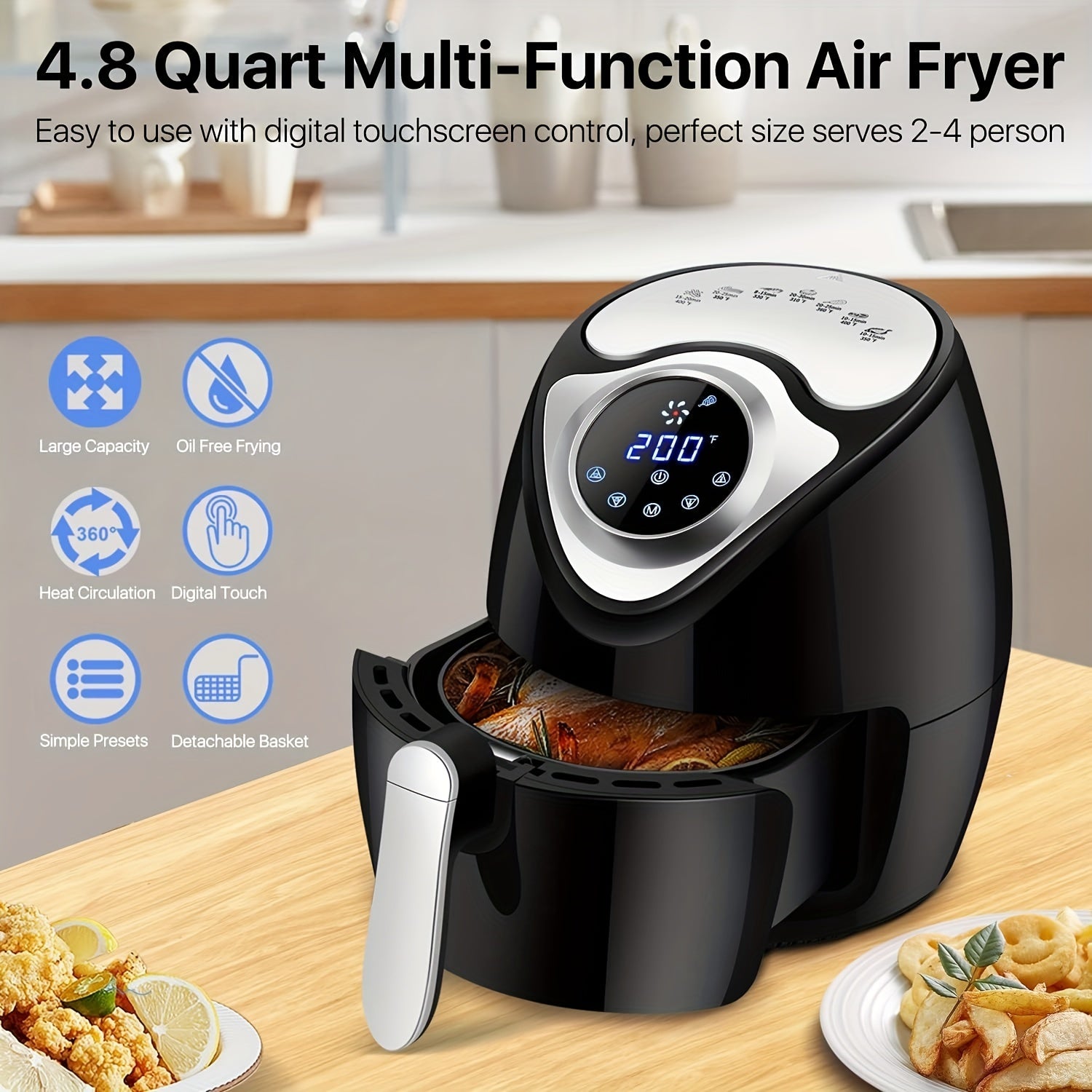 Smart Touch Air Fryer for Household Use Electric Fryer with Large Capacity