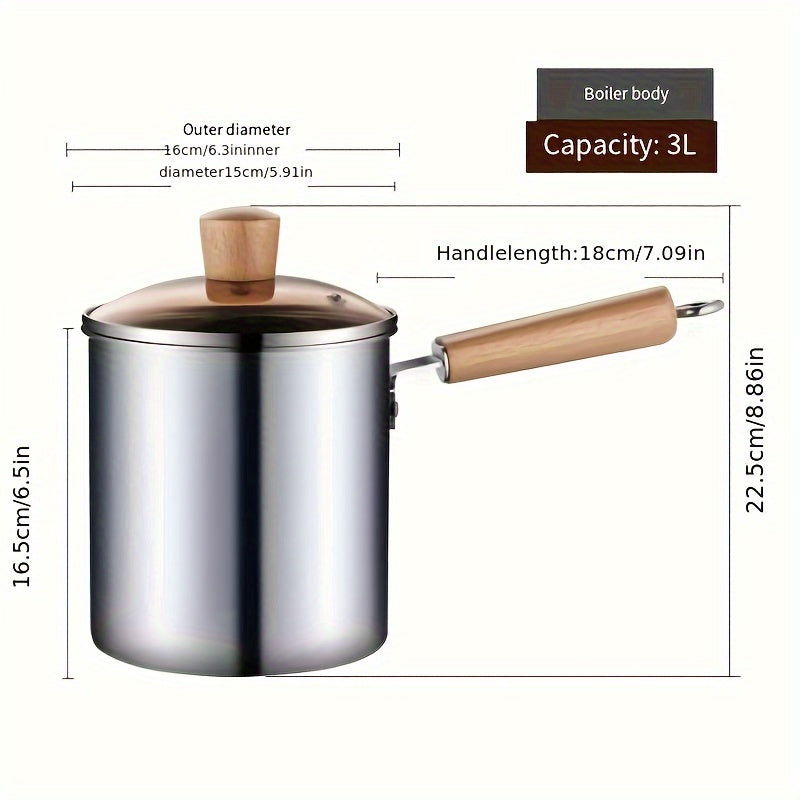 Stainless Steel Fryer Set with Wooden Handle Suitable for Induction Cookers