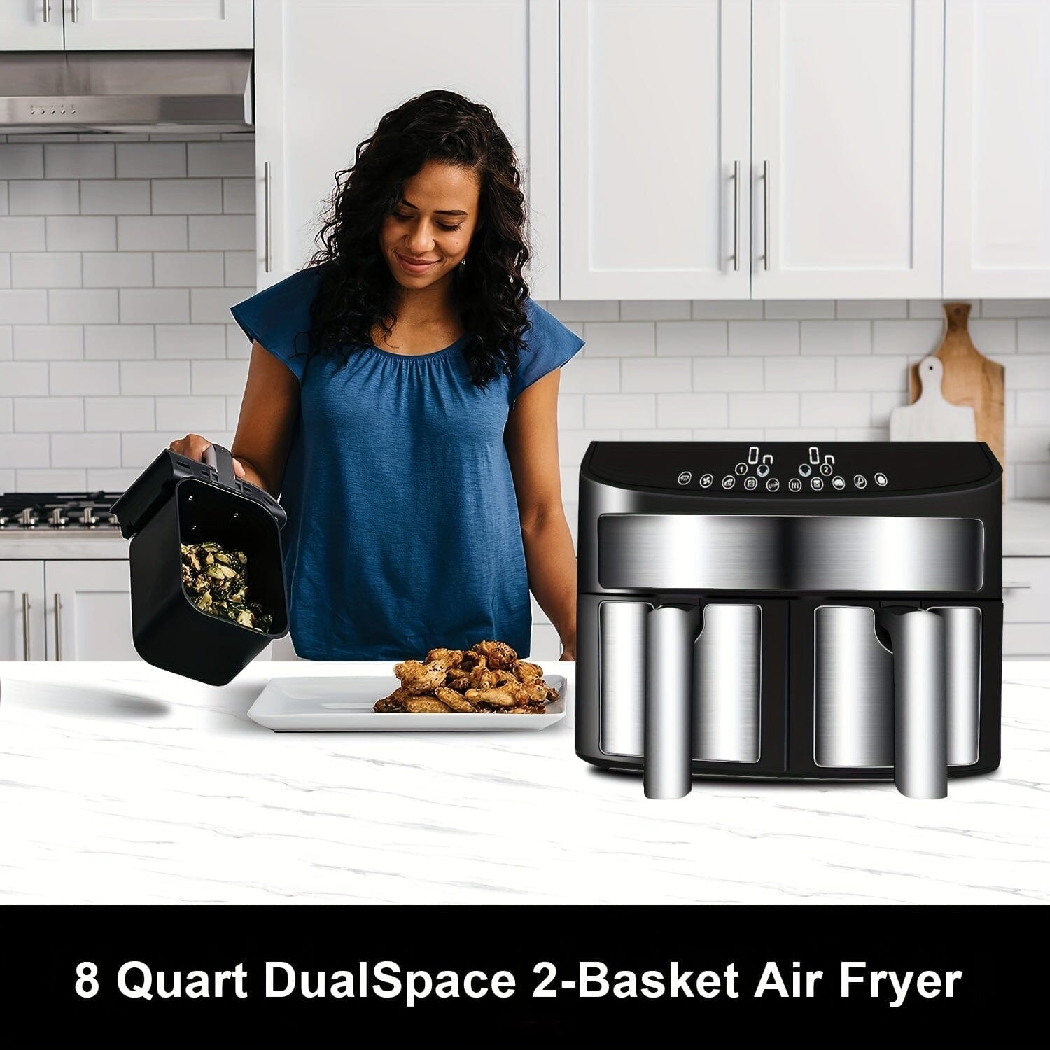 8 Quart 6 in 1 Dual Space Air Fryer with Two Independent Frying Baskets - 360 Fryers