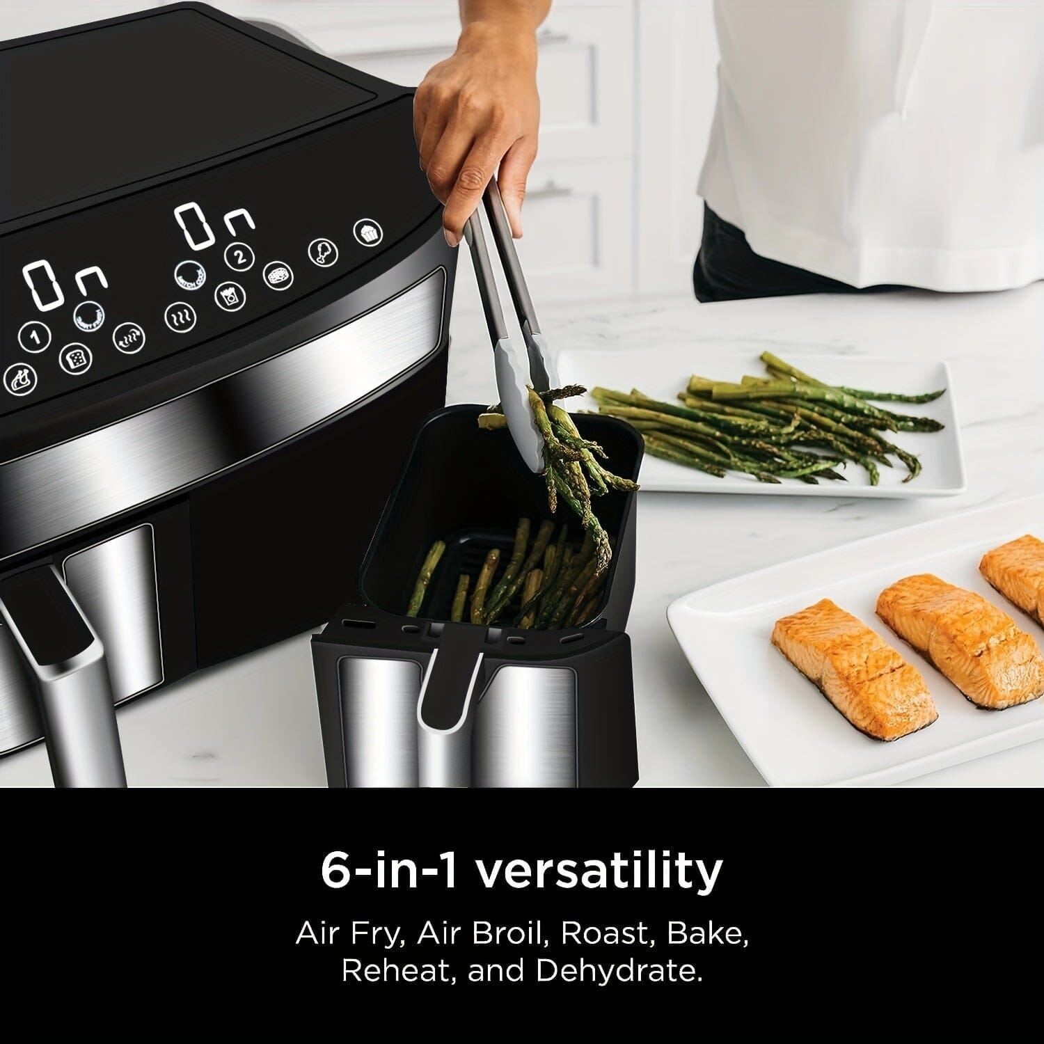 8 Quart 6 in 1 Dual Space Air Fryer with Two Independent Frying Baskets - 360 Fryers