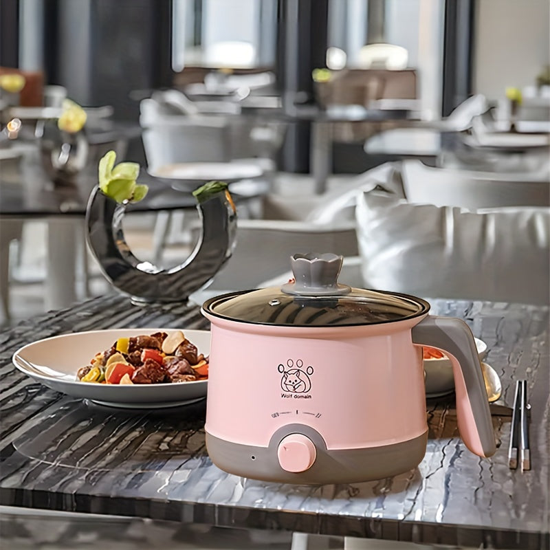 SENBOWE Compact 1.8L Stainless Steel Electric Cooker - Versatile and Easy-to-Clean Hot Pot, Ideal for Solo Meals, US Plug