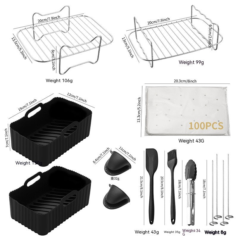 Stainless Steel Double-layer Grill Rack Steamer Air Fryer Accessories Rectangular Barbecue Grill