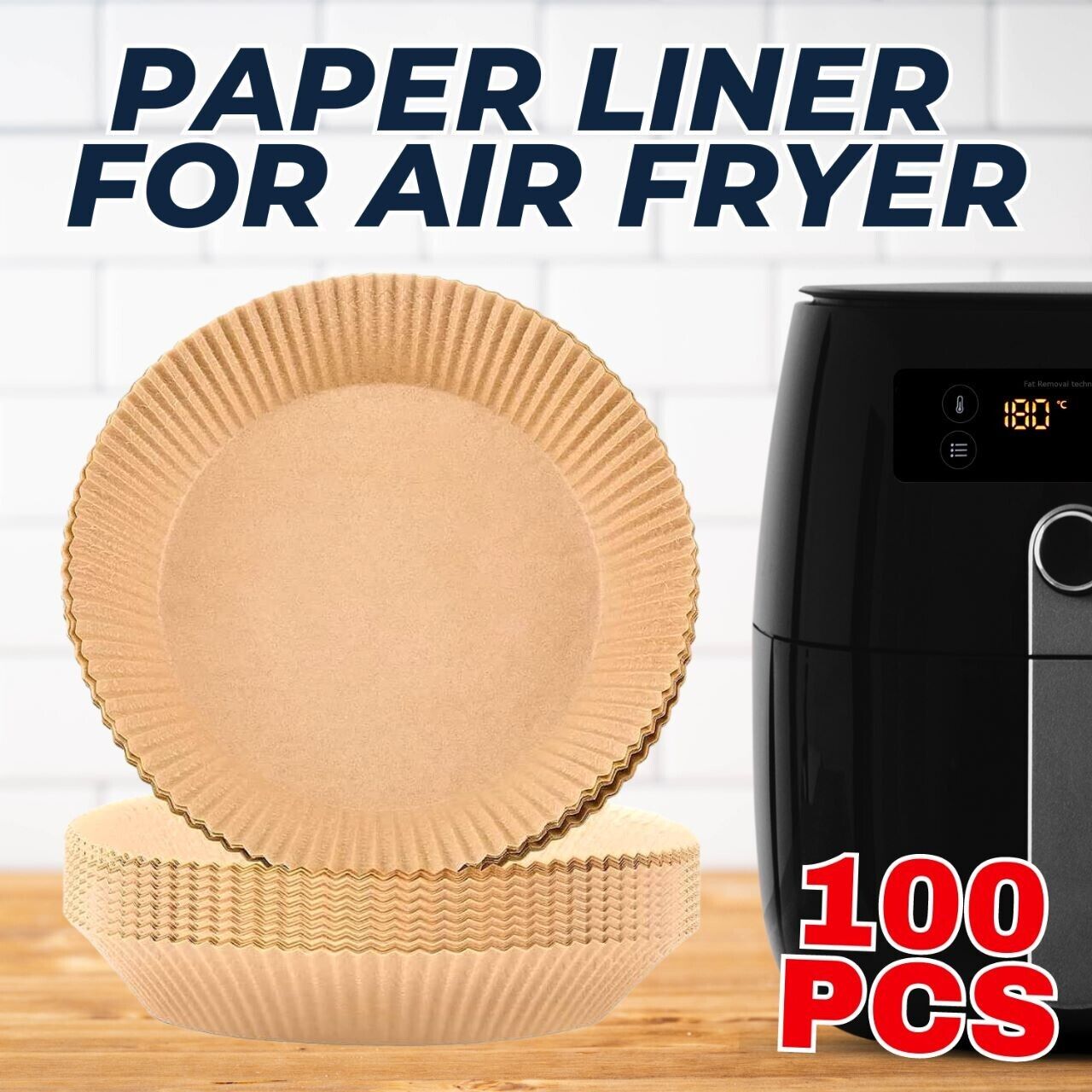 Air Fryer Liners , 100 Pcs Disposable Paper Liner For Roasting Microwave - 360 Fryers