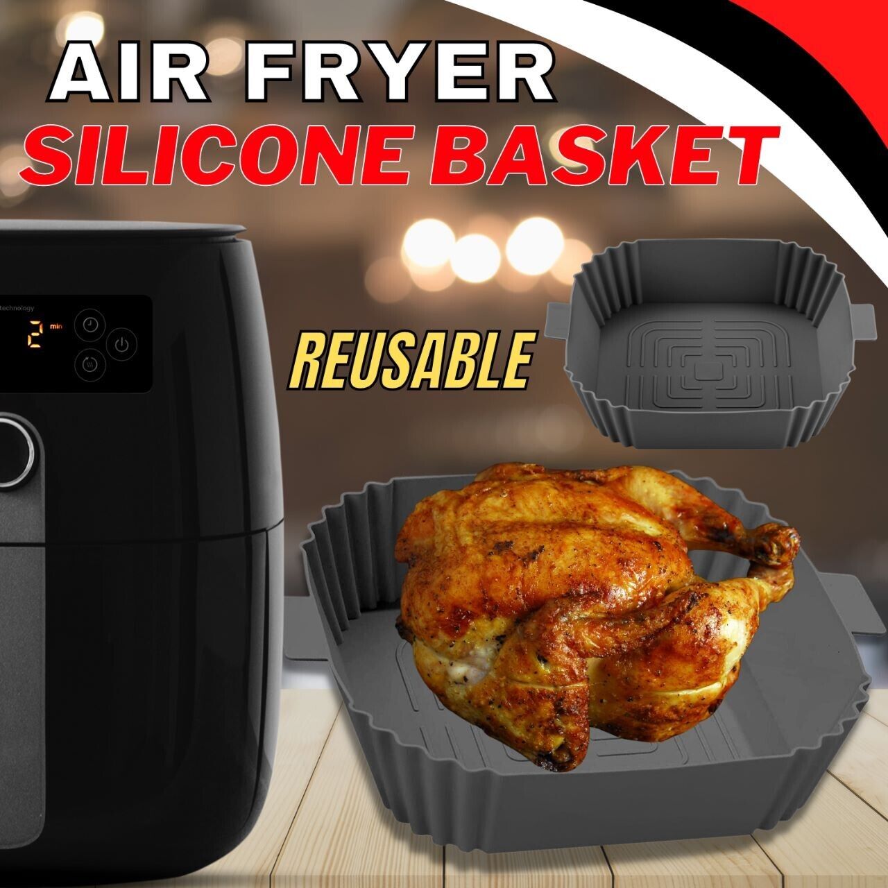 Air Fryer Silicone Pot Basket Liners Non - Stick Safe Oven Baking Tray Accessories - 360 Fryers