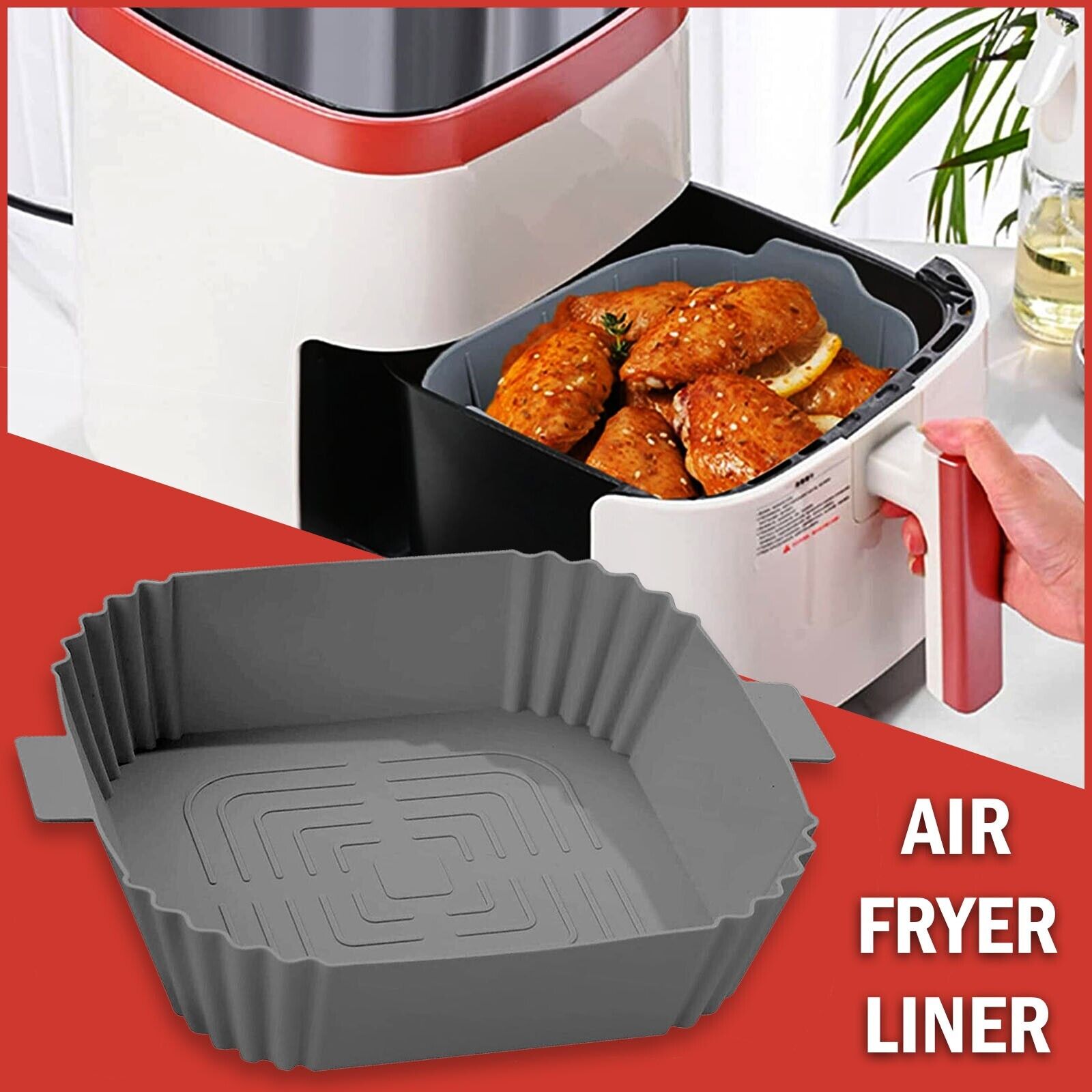 Air Fryer Silicone Pot Basket Liners Non - Stick Safe Oven Baking Tray Accessories - 360 Fryers