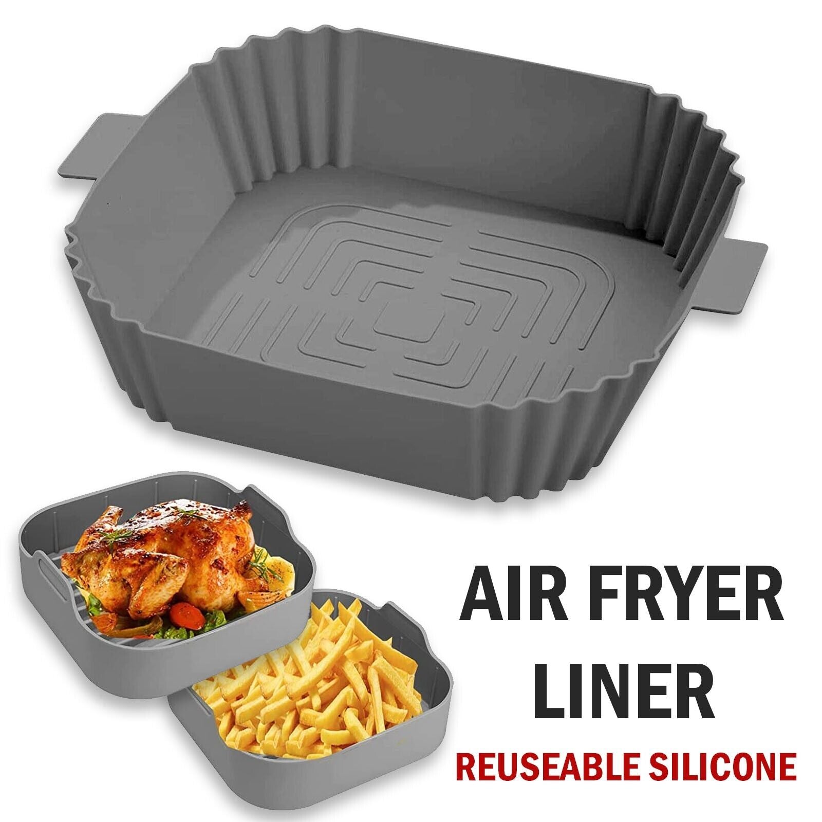 Air Fryer Silicone Pot Basket Liners Non - Stick Safe Oven Baking Tray Accessories - 360 Fryers