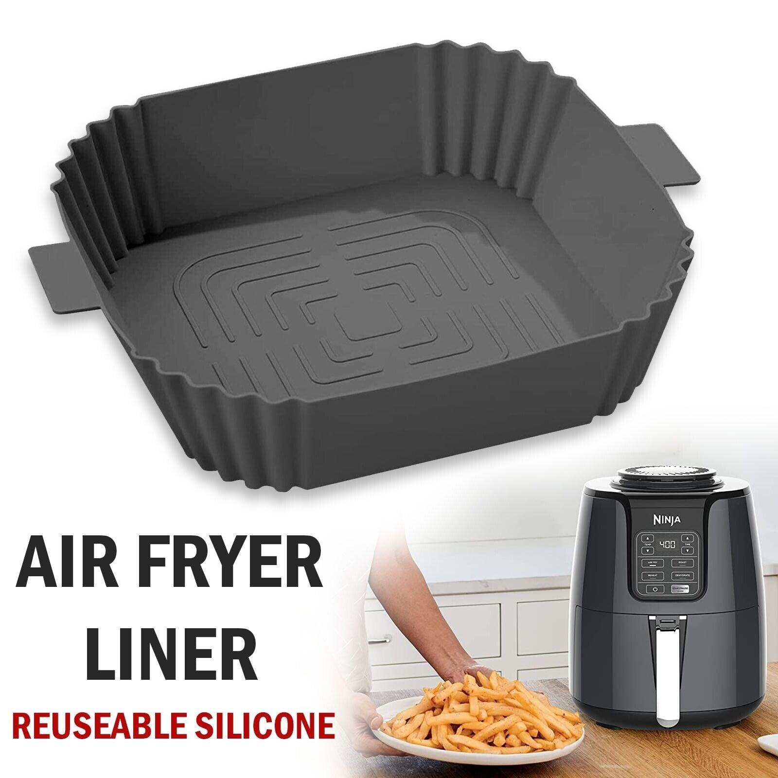 Air Fryer Silicone Pot Basket Liners Non - Stick Safe Oven Baking Tray Accessories - 360 Fryers