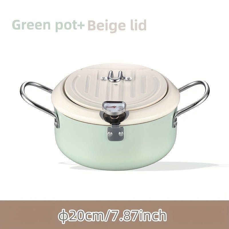 Deep Frying Pan, 7.87 Inches In Diameter, Deep Frying Pan With Temperature Control, Iron Alloy Frying Pan, Handle And Oil Filter - 360 Fryers