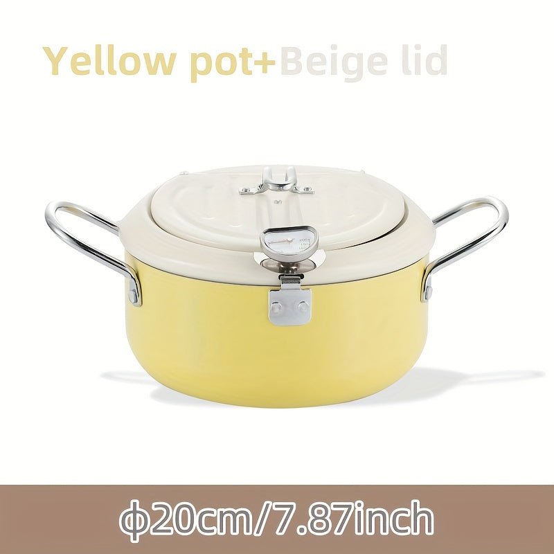 Deep Frying Pan, 7.87 Inches In Diameter, Deep Frying Pan With Temperature Control, Iron Alloy Frying Pan, Handle And Oil Filter - 360 Fryers