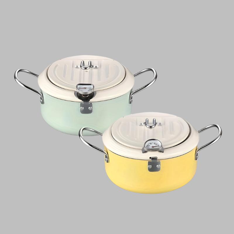 Deep Frying Pan, 7.87 Inches In Diameter, Deep Frying Pan With Temperature Control, Iron Alloy Frying Pan, Handle And Oil Filter - 360 Fryers