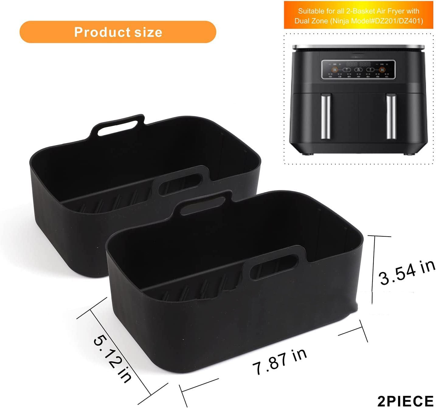 Suitable For DZ201 Foodi 8QT Double Basket Fryer Silicone Pan