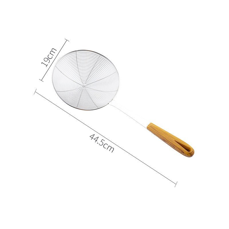 Factory Wholesale Stainless Steel Wire Leakage Household Kitchen Fried Food Filter Hotel Restaurant Long Wooden Handle Hot Pot Wire Leakage - 360 Fryers