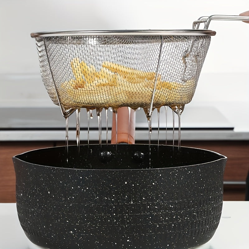 Versatile Stainless Steel Fryer Basket with Removable Handle for Fry