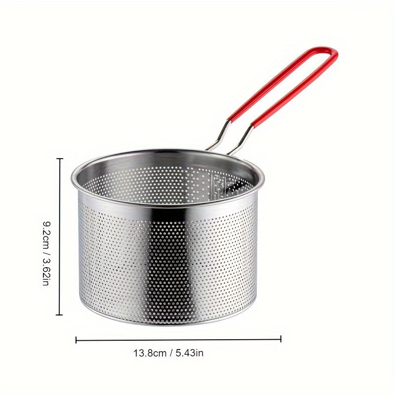 Y9195 1pc Stainless Steel Frying Basket With Handle And Mesh, Used For Frying French Fries, Onion Rings, Chicken Wings And Pasta for restaurants